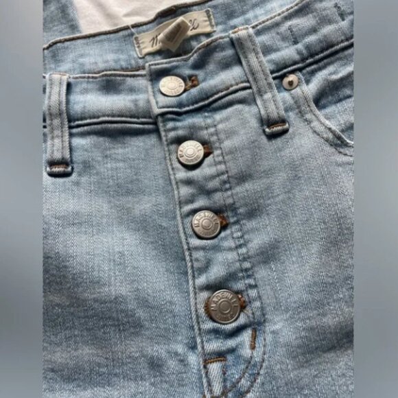 Madewell Jeans 9” High Rise Skinny Button Fly Asbury Light Wash Stretch Size 32 - Picture 10 of 14